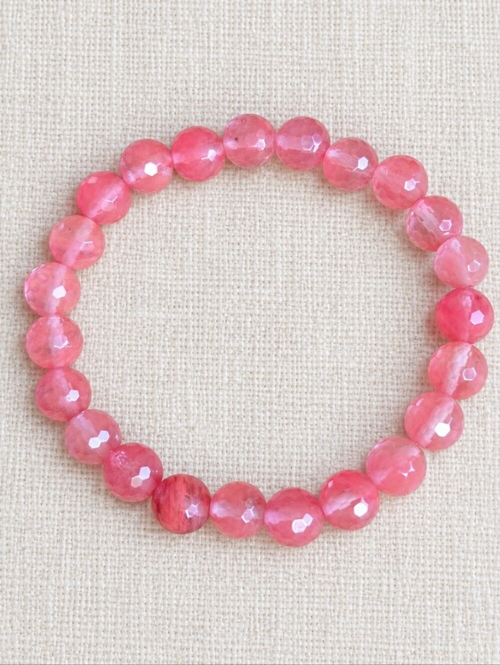 Cherry Quartz Beaded Stretch Bracelet | Handmade